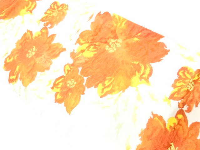 リサイクル　花々模様織出し名古屋帯